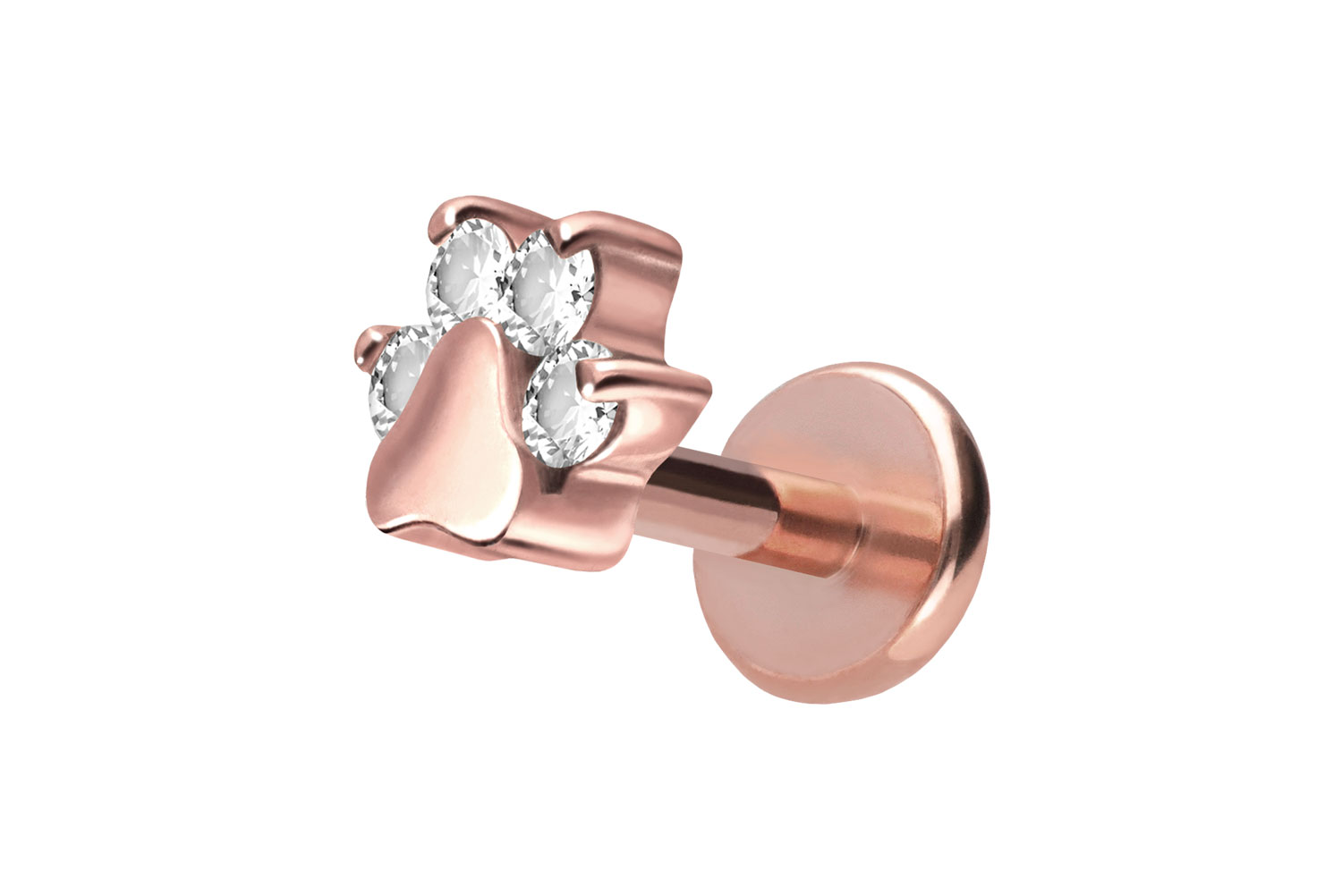 Titan Labret Piercing mit Push Fit KRISTALLPFOTE